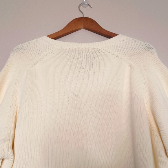 Vintage Lands' End Men's Cream Knit Long Sleeve V-Neck Sweater Top Size XL - Picture 10 of 12